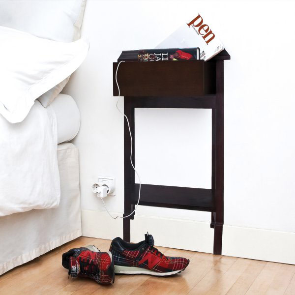 Compact bedside table idea