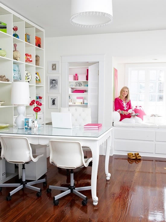 Bright residential home office setup