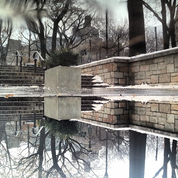 Winter street puddle NYC