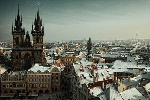 City street after snowfall
