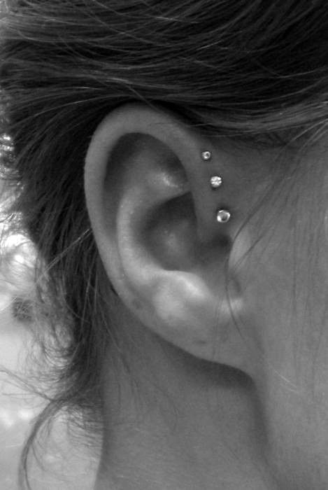 triple forward helix metallic studs