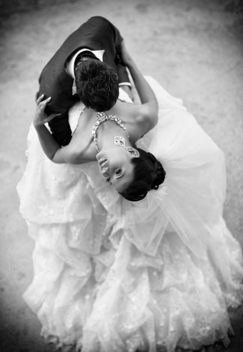 Black and white wedding photograph