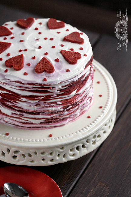 Multi-layer red velvet pancake cake