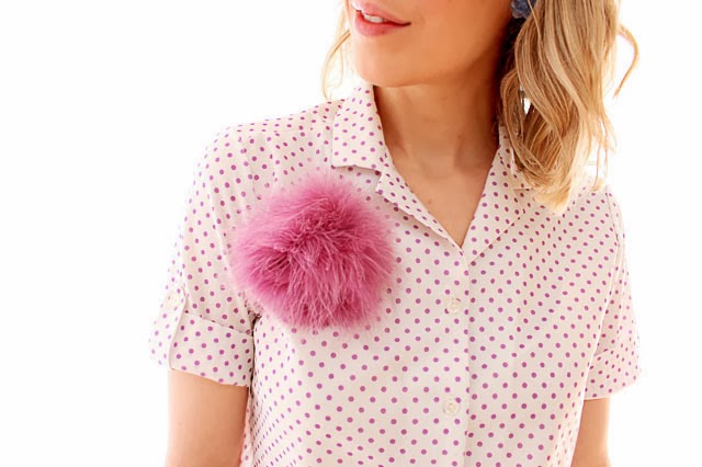 Feather pouf brooch hair clip