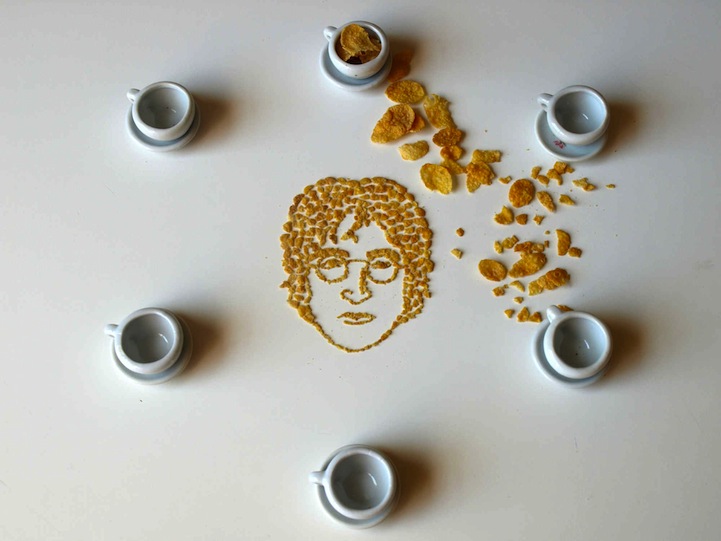 Corn flakes celebrity portrait by Sarah Rosado