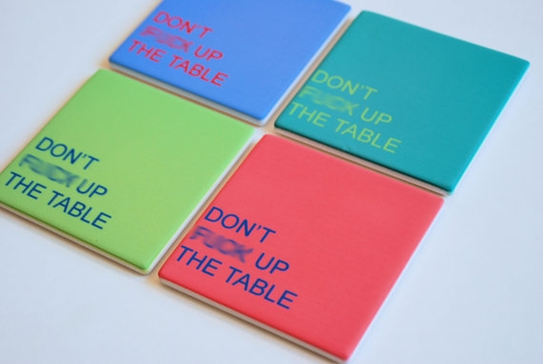 Patterned handmade coasters in a set