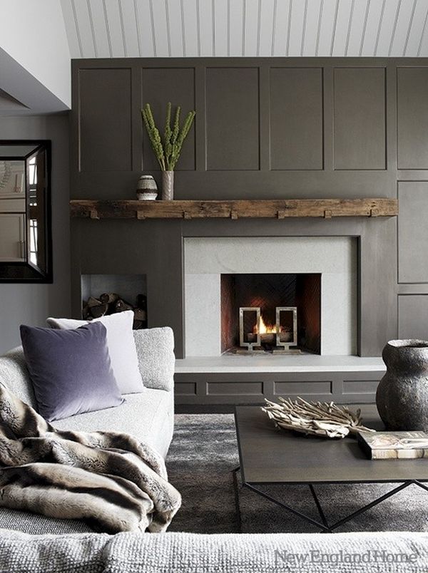 Brick and timber fireplace design