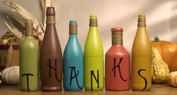Thanks Giving Painted Bottles