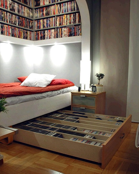 Tiny apartment desk and storage