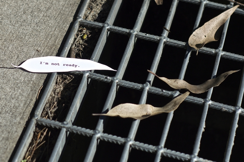 Adhesive lettering on an abandoned object in Sydney