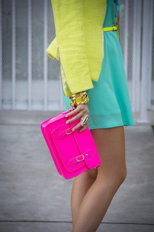 Bold neon outfit on the street