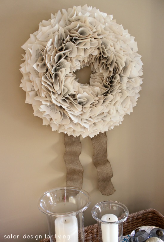 Book page Christmas wreath