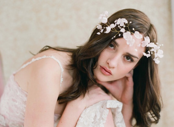 Wide shot bridal floral crown