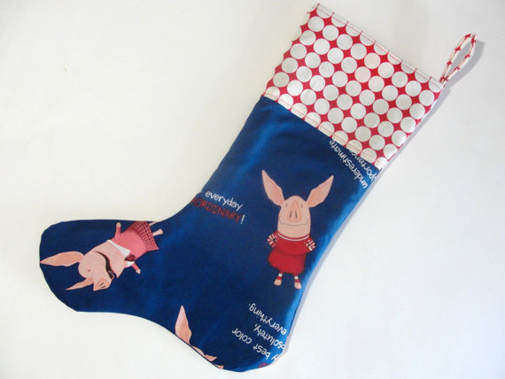 Olivia the Pig Fabric Christmas Stocking