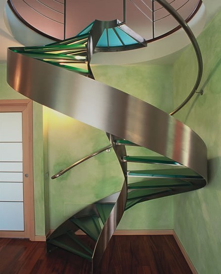 Metal and wood mixed staircase