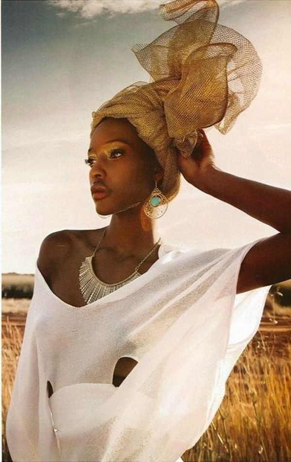 Tied scarf in hair
