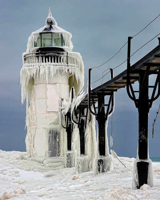 Frozen Light St. Joseph Northpier Lighthouse, St. Joseph, Michigan