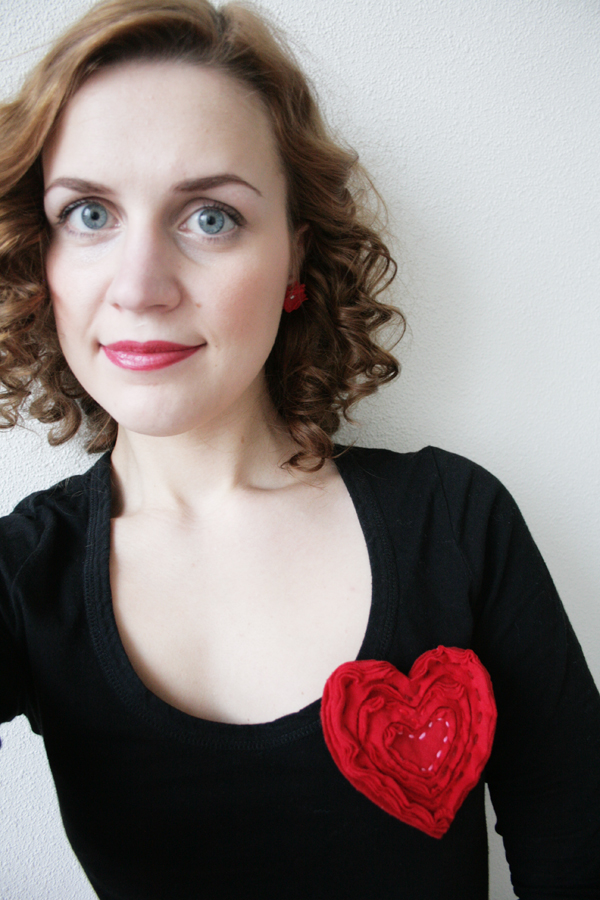 Upcycled heart pin brooch