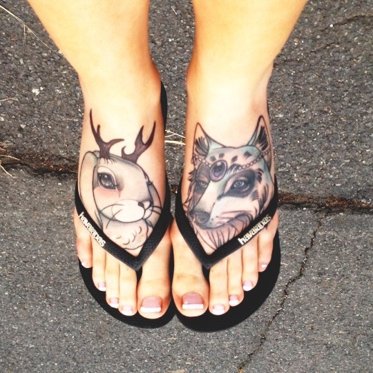Geometric foot tattoo
