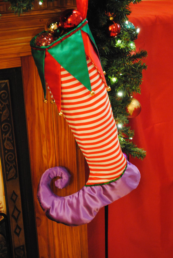 Personalised Elf Curly Toe Christmas Stocking