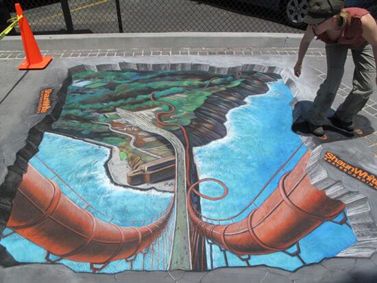 3D chalk street art