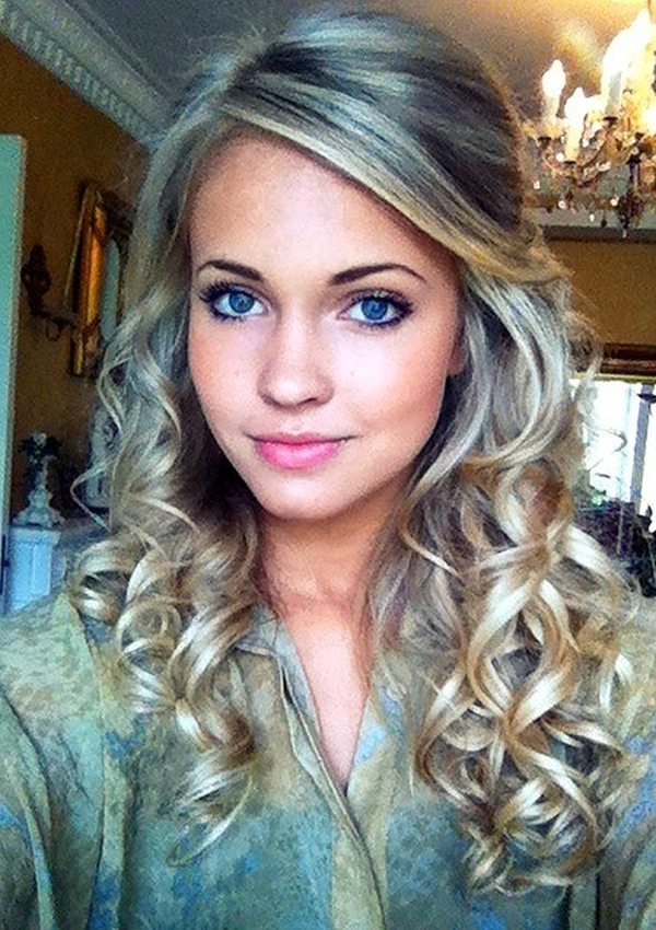 Side-swept curly style