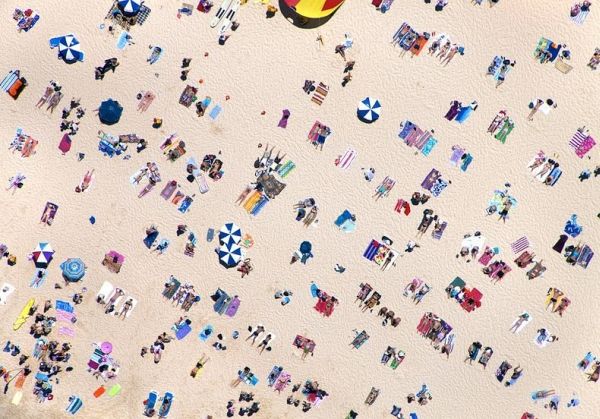 Gray Malin bird's-eye beach photograph