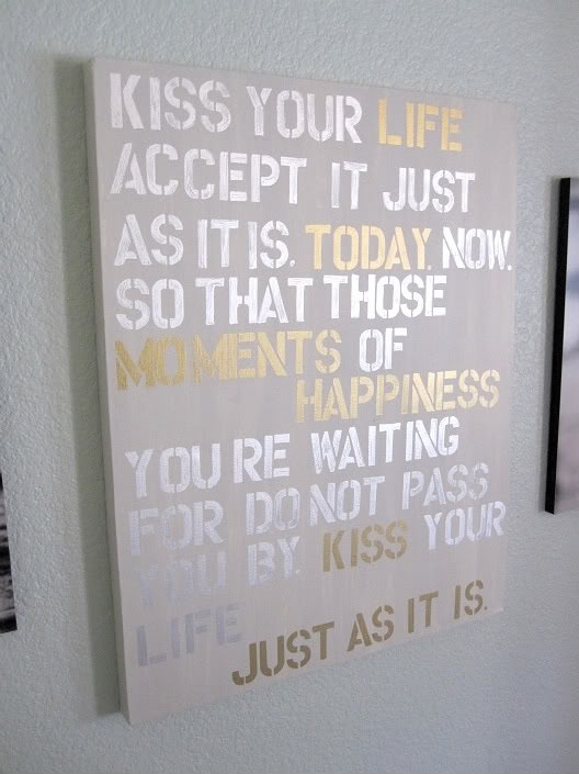 Painted quote on stretched canvas