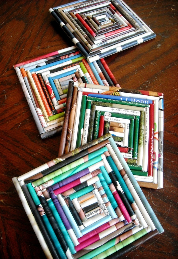 Vertical composition of handmade coasters