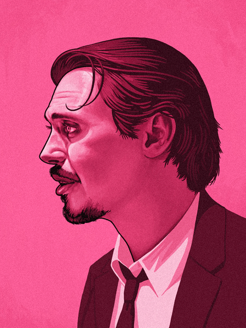 Mr. Pink from Reservoir Dogs in pink monochrome portrait