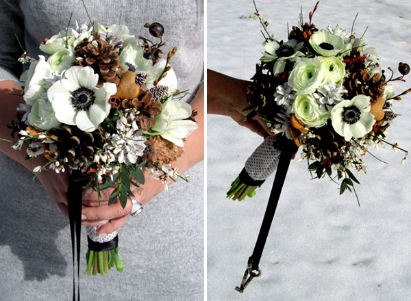 Winter bouquet detail with cones