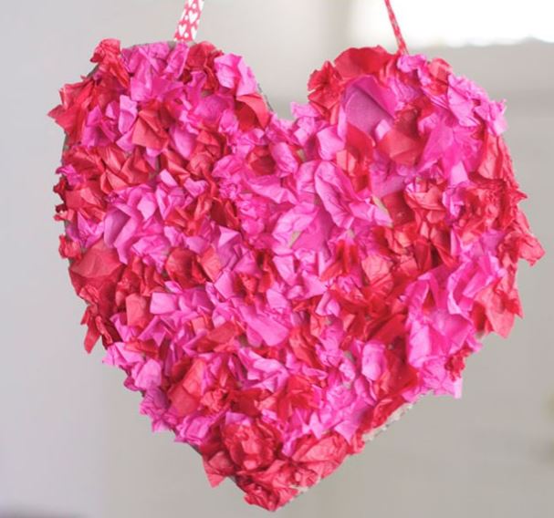 Tissue paper heart wreath