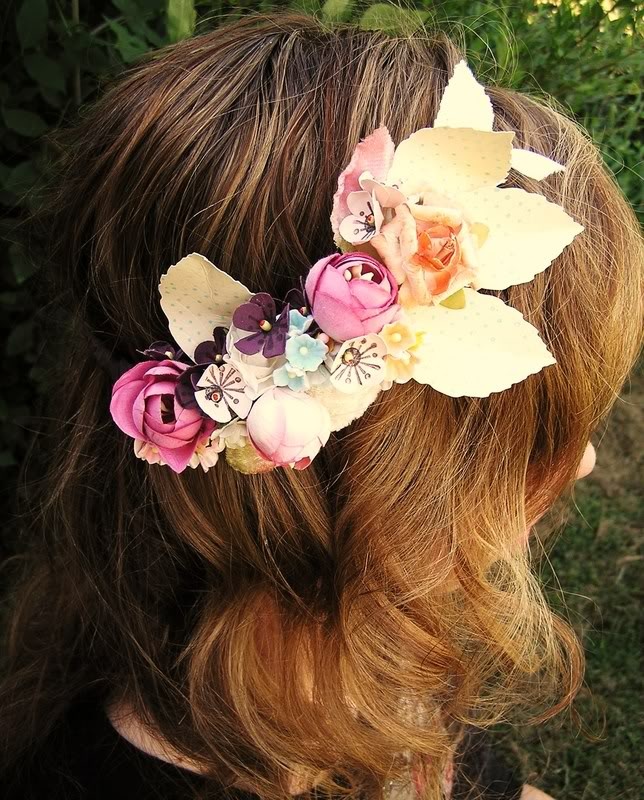 Romantic bridal floral crown close look
