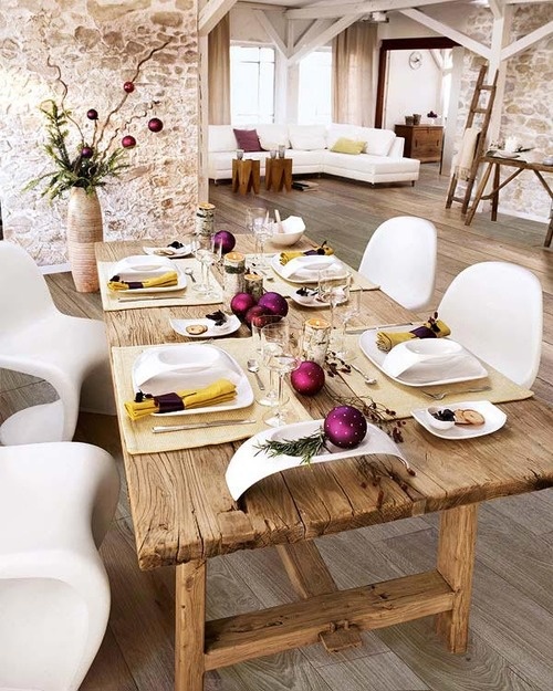 Festive table arrangement for Christmas dinner