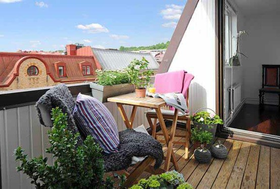 Balcony lounge with outdoor cushions