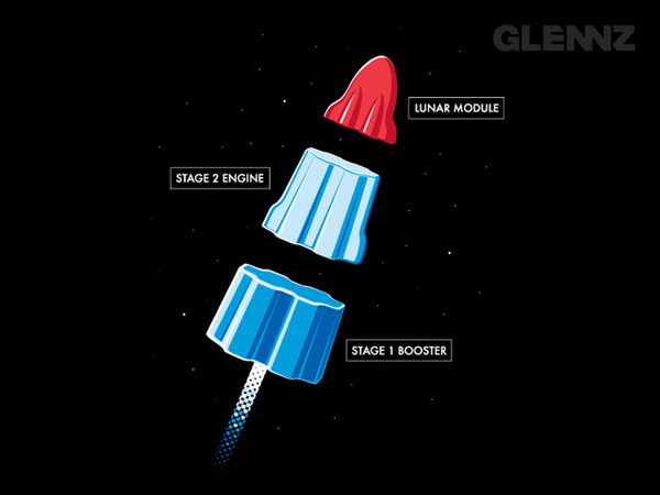 Glenn Jones Glennz rocket popsicle stage diagram t-shirt design