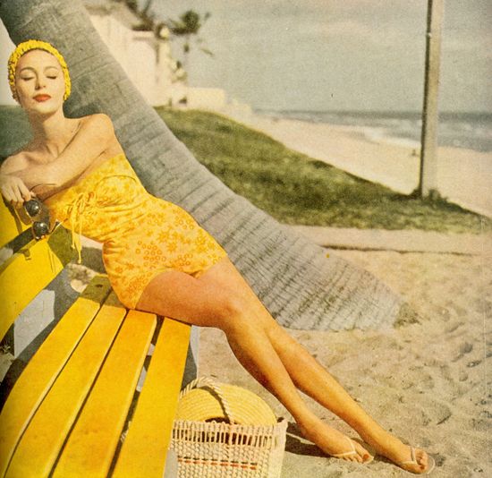 Retro beach gathering