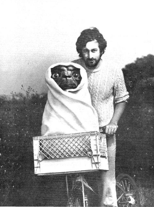 Steven Spielberg with the E.T. puppet