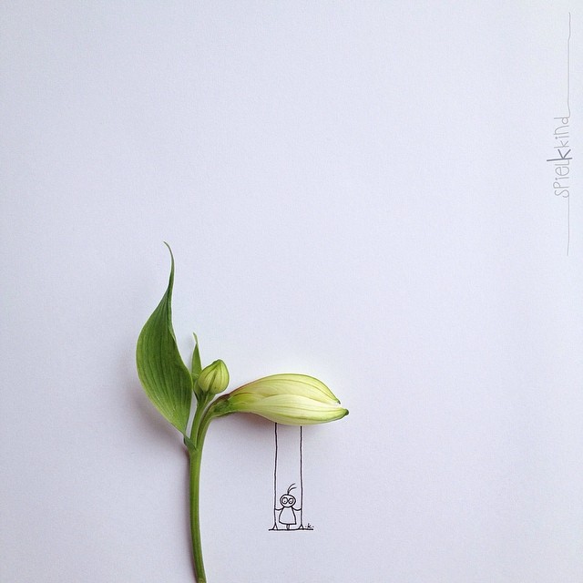 Little monster adventure with plants