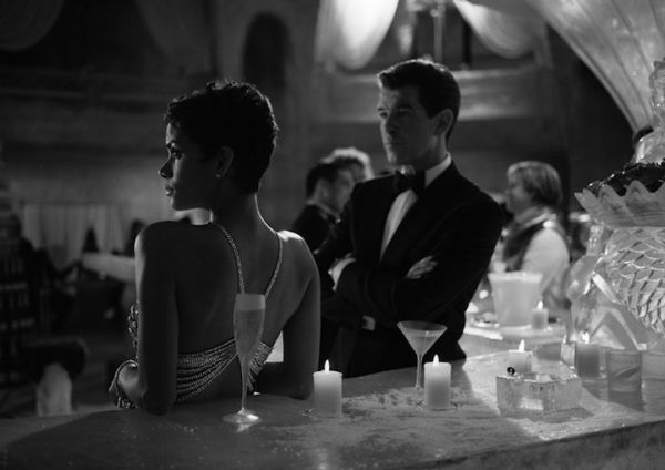 bond-on-set14 Bond and Bond girl in evening wear at an ice-bar set