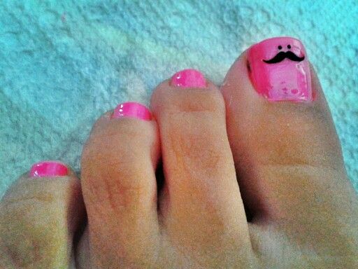 Mustache themed nail polish art