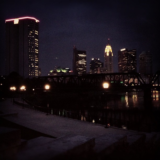 Night photograph of urban lights with strong contrast