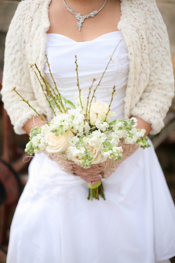 Winter bouquet with feathers