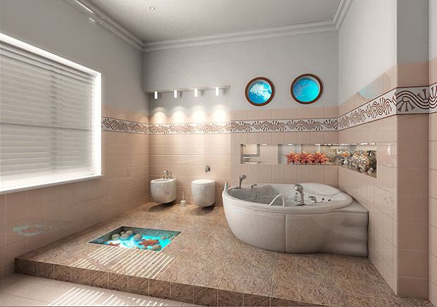 Minimal modern bathroom with durable surfaces