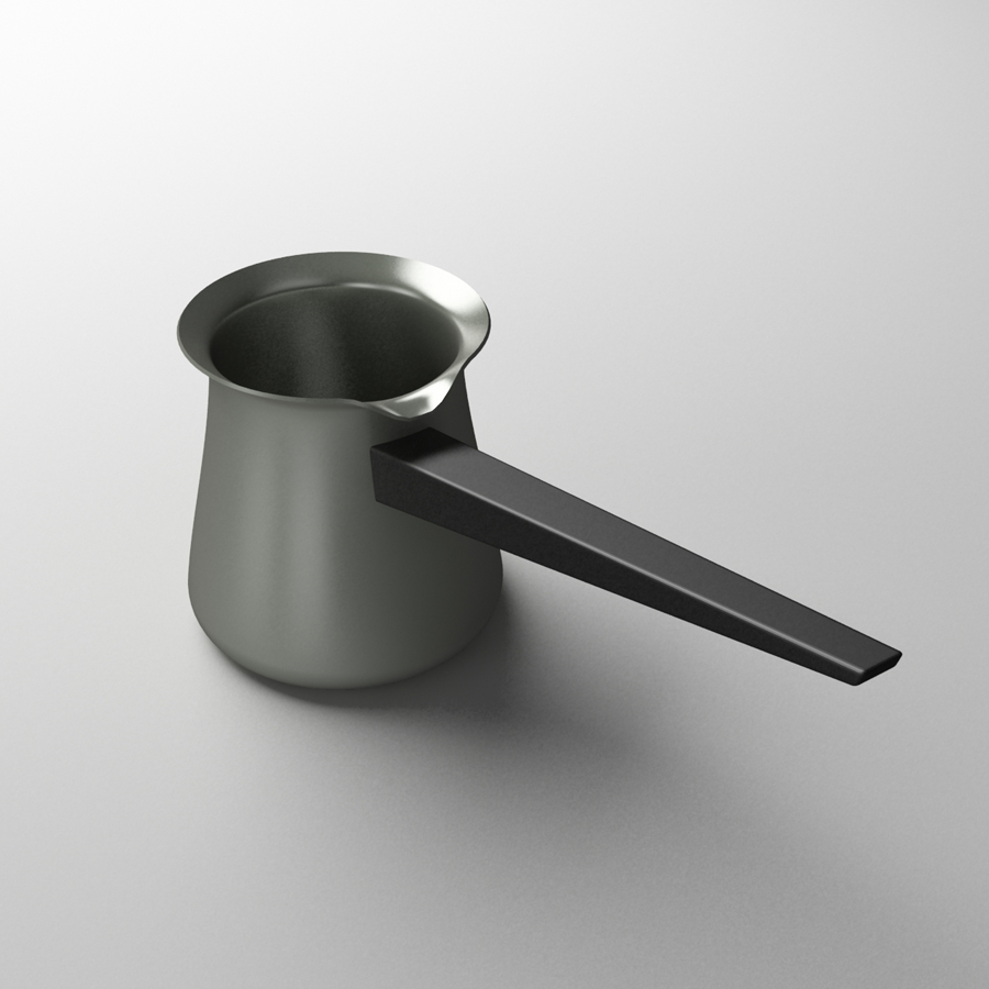 Coffee pot with handle under the spout