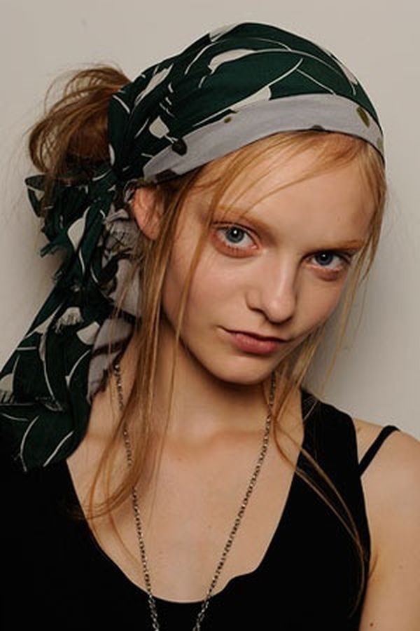 Scarf tied in hair styling idea