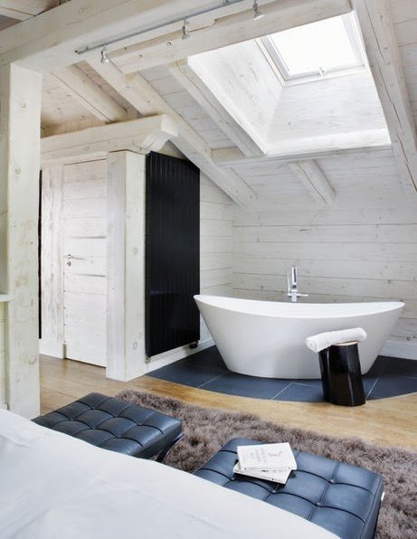 Attic bathroom with refined fixture choices