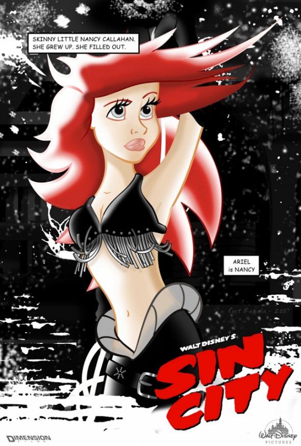 Walt Disney Sin City mashup illustration