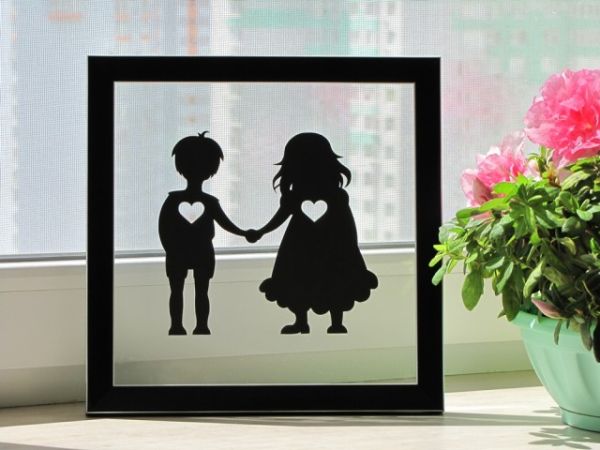 Romantic handmade paper silhouette
