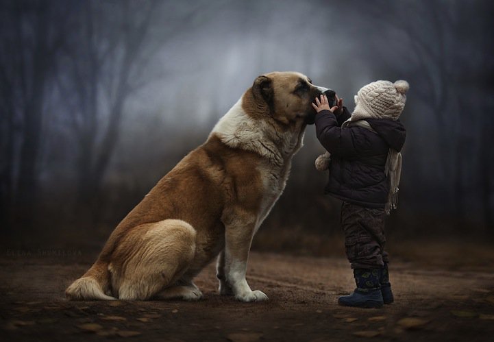 Boys and animals in Elena Shumilova farm portrait